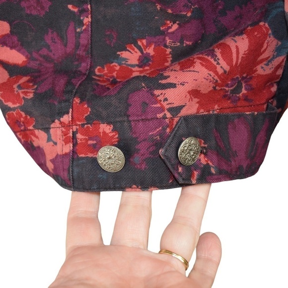 Christopher & Banks Floral Button‎ Front Lightweight Denim Blazer Pockets Medium - Picture 5 of 9